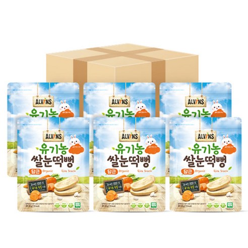 엘빈즈 유기농 쌀눈떡뻥, 당근, 30g, 6개