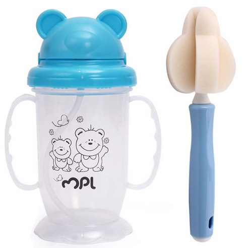 MPL 피리 빨대컵 + 세척솔, 블루, 1개