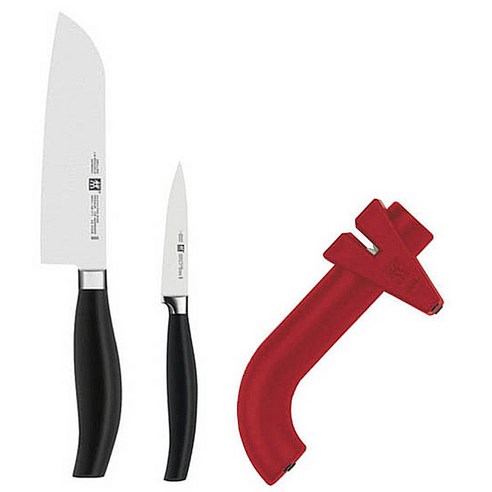 헹켈 5스타 아시아형식도 + 과도 + 칼갈이 세트 HK30144-32590, 1세트, 아시아형식도 + 과도 + 칼갈이 레드