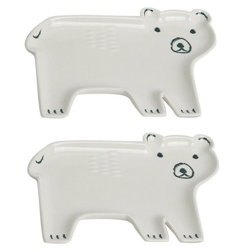 나우디자인 엠보스 셰입 스톤웨어 스낵 접시 2개입, Boris Bear, 1개