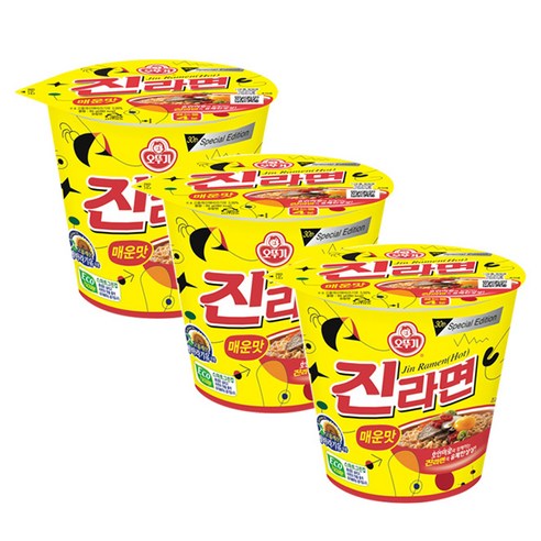 오뚜기 진라면 미니컵 매운맛 65g, 3개