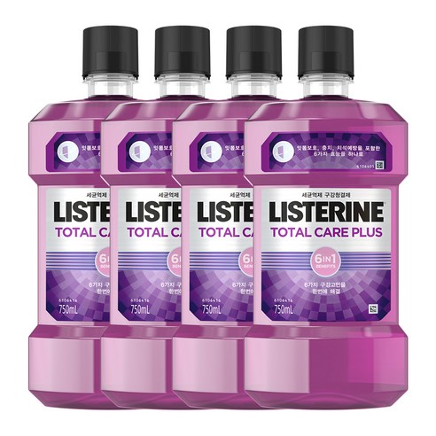 리스테린 토탈케어 플러스 구강청결제, 750ml, 4개입
