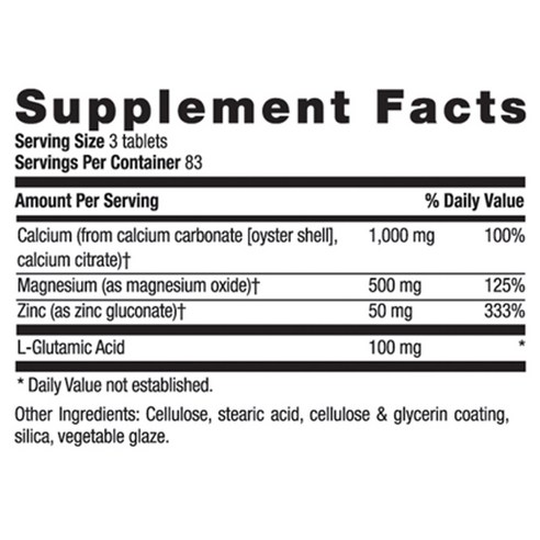 칼슘 1000 mg 마그네슘 500 mg 아연 50 mg with L-글루타민산 100 mg 타블렛