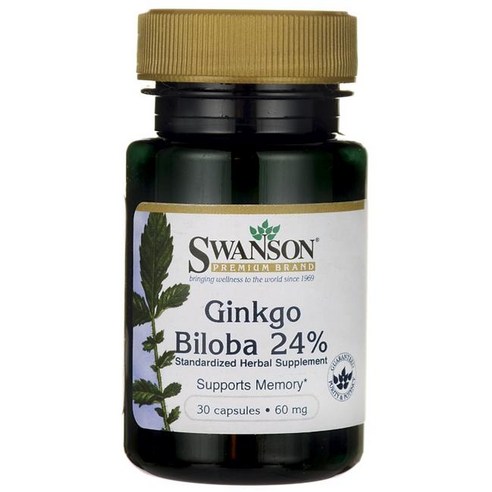 스완슨 은행 나무 추출물 60mg 캡슐, 1개, 30정
