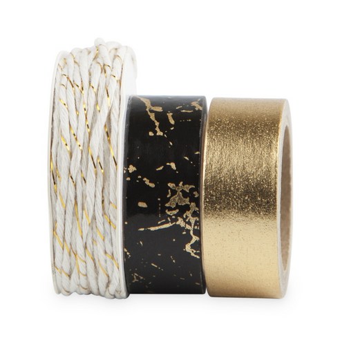케이크워크 와시 테이프 앤 트와인 디자인마스킹테이프 2종 세트, Gold Speckle, 5m