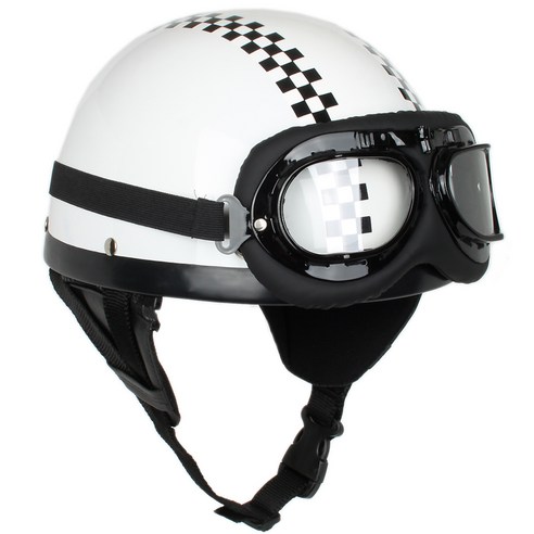 아우라 어반 스타일 오토바이 전동킥보드 고글모 헬멧, 유광 레이싱화이트