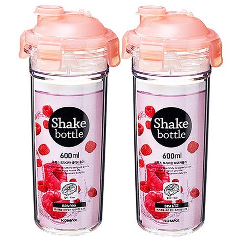 코멕스 트라이탄 쉐이커 용기 2개, 핑크, 600ml