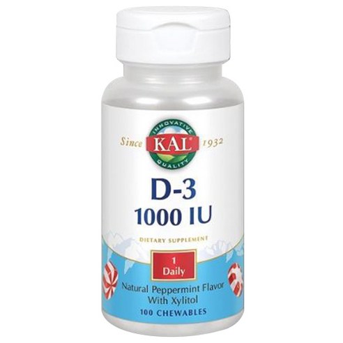 Kal D-3 1000 IU 내추럴 페퍼민트 맛 츄어블, 1개, 100정 추천비타민d Kal D-3 1000 IU 내추럴 페퍼민트 맛 츄어블, 1개, 100정 추천비타민d
