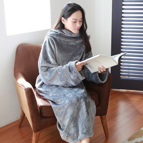 래시플 극세사 소매담요 + 파우치, 그레이