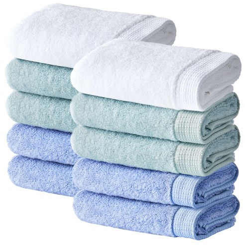 소프트터치 뱀부얀 호텔수건 170g 40 X 80 cm, 블루톤(블루, 민트, 화이트), 10개