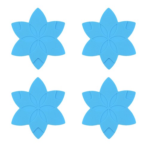 이코디 헥사곤 플라워 냄비받침, 블루, 4개입