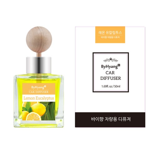 바이향 리프레싱 카 디퓨져 50ml, 레몬 유칼립투스, 1개