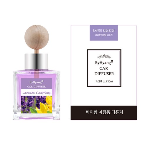 바이향 리프레싱 카 디퓨져 50ml, 라벤더 일랑일랑, 1개