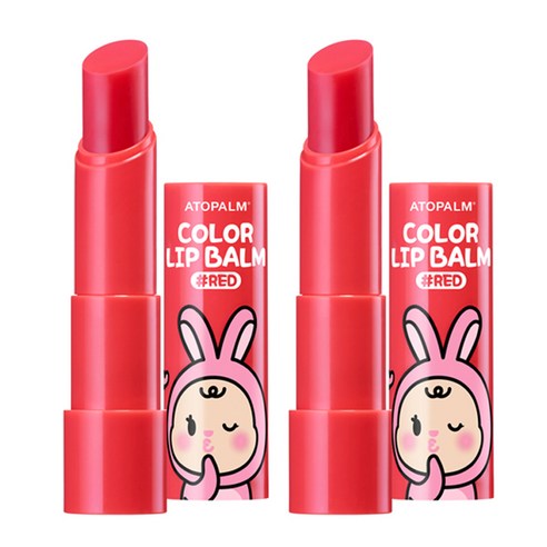 아토팜 키즈 컬러 립밤 3.3g, 레드, 2개