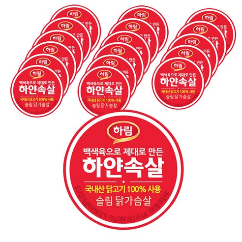하림 하얀속살 슬림 닭가슴살 통조림, 135g, 18개