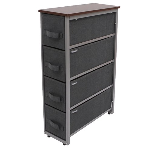 까사마루 4단 슬림 서랍장, 그레이