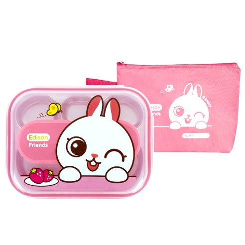 에디슨 프렌즈 스텐 식판 케이스 가방세트, 토끼 래니, 식판 + 가방 그릇/홈세트 Best Top5