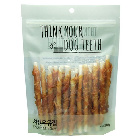THINK YOUR DOG TEETH 딩고 우유껌 스틱, 치킨 + 우유 혼합맛, 1개