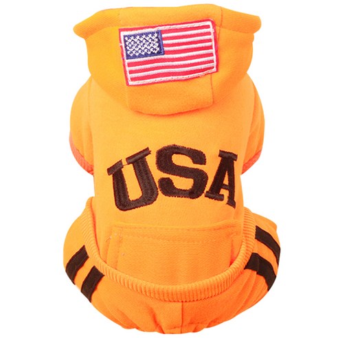 블럭마트 반려동물 USA 후드티, 오렌지
