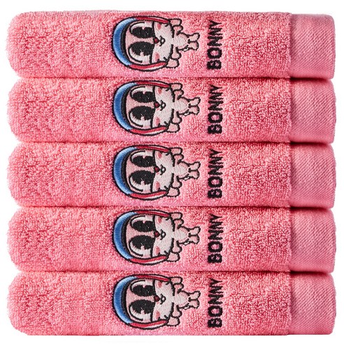 소프트터치 에그구그 캐릭터 수건 150g, 보니(핑크), 5개