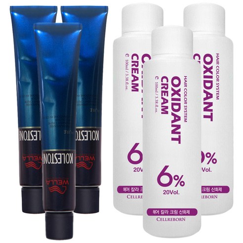 웰라 뉴콜레스톤 퍼펙트 퓨어컬러 염색제 80g + 산화제 100ml, 바이올렛 3/6, 3세트