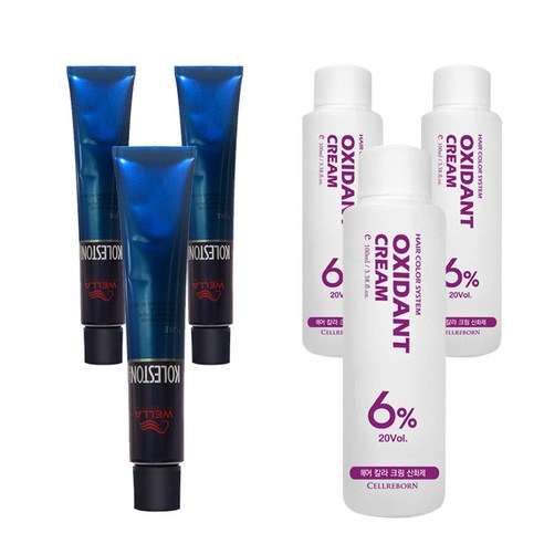 웰라 뉴콜레스톤 퍼펙트 퓨어컬러 염색제 80g + 산화제 100ml, 로즈 8/5, 3세트
