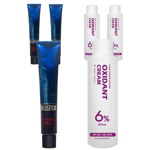 웰라 뉴콜레스톤 퍼펙트 퓨어컬러 염색제 80g + 산화제 100ml, 로즈 6/5, 3세트