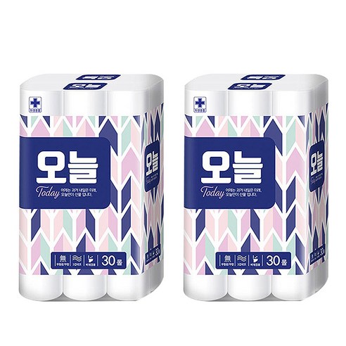 오늘 무형광 3겹 데코 화장지 20 m, 30롤, 2팩