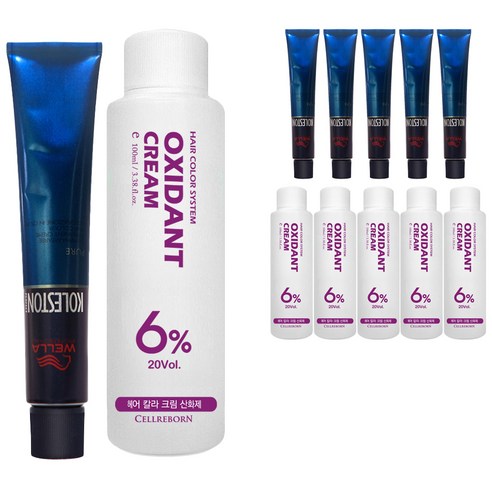 웰라 뉴콜레스톤 퍼펙트 퓨어컬러 염색제 80g + 산화제 100ml, 오렌지베이지 6/34, 6세트