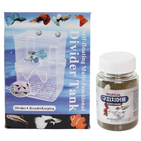 구피 디바인더 부화통 치어사료 세트, 1세트