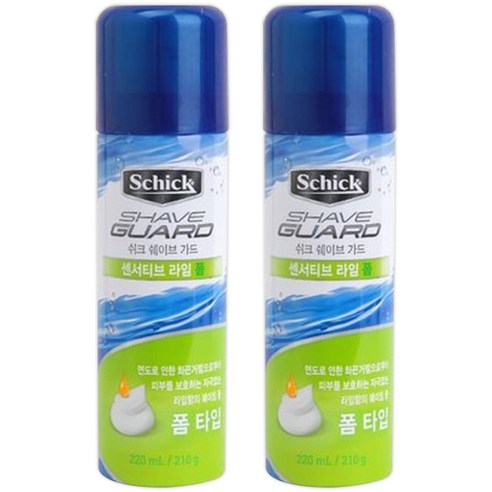 쉬크 쉐이브가드 센서티브 라임 쉐이빙 폼, 220ml, 2개