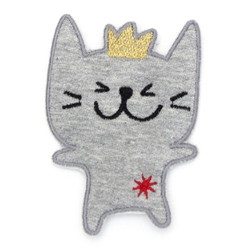 해피베어스 왕관고양이 봉제식 와펜, 그레이, 3개