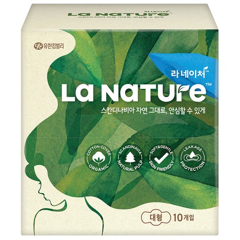라네이처 울트라 대형 생리대 날개형, 10개입, 1팩