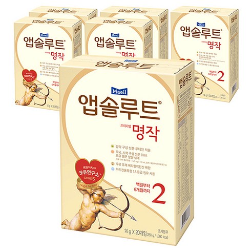 앱솔루트 프리미엄 명작 스틱분유 2단계, 20개입, 6개