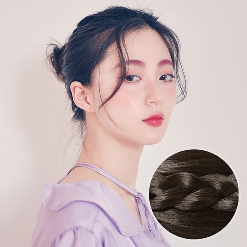 가발나라 인모 똥머리 곱창밴드가발 베이직 대, 내츄럴다크브라운, 1개