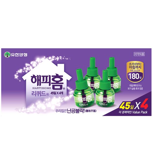 해피홈리퀴드 살충액 리필 45일, 45ml, 4개입