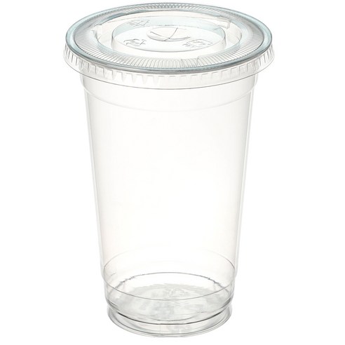 커피촌 투명 PET 아이스컵+평뚜껑, 470ml, 100개