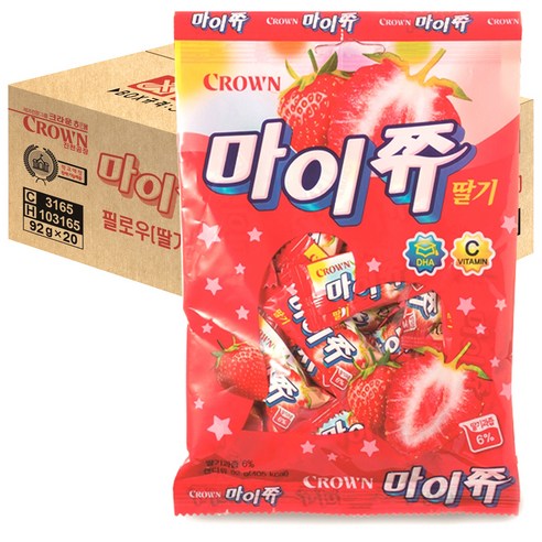 크라운 마이쮸 딸기필로우 츄잉캔디, 92g, 20개입