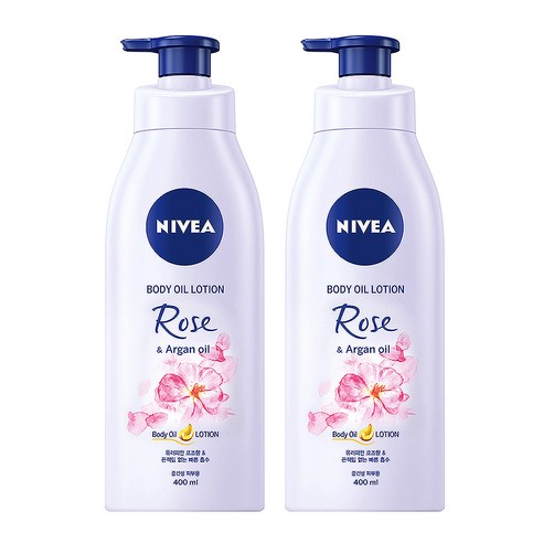 니베아 로즈 앤 아르간 바디오일로션, 400ml, 2개