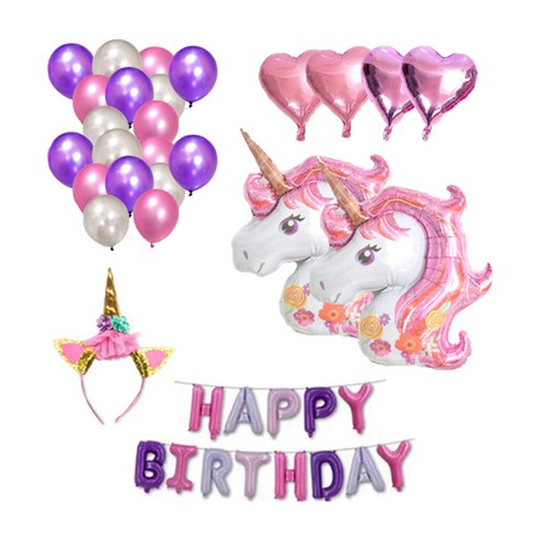 마켓감성 유니콘 생일파티용품 세트 38p, 타입4