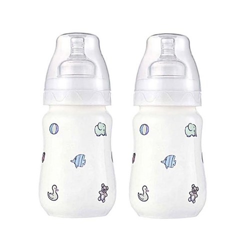 로열세브르 Gift Set 02/220ml(ani)+220ml(ani) 젖병 유꼭지, 6개월이상용, 백색,전사디자인칼라