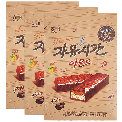 해태 자유시간 아몬드 초코바, 36g, 36개