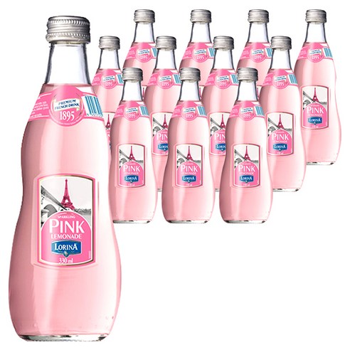 로리나 탄산음료 핑크레몬 330ml, 12개