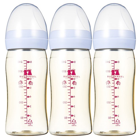 비지엔젤 소프트 모유촉감 PPSU 노꼭지 젖병 240ml 트리플팩, 블루, 3개