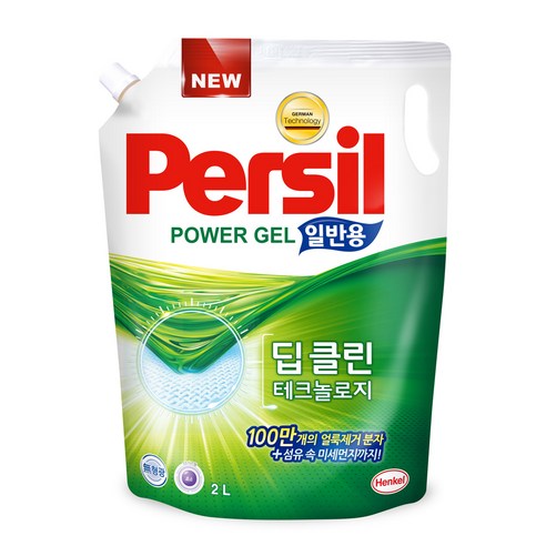 퍼실 파워젤 딥클린 테크놀로지 일반용 액상세제 리필, 2L, 1개