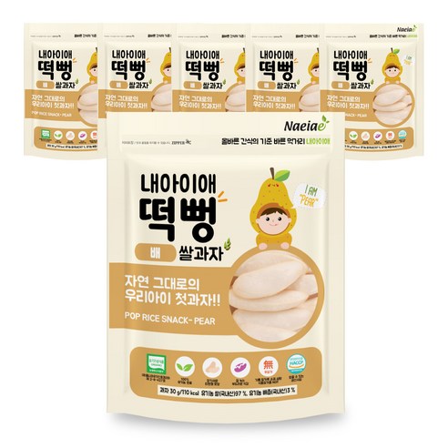 내아이애 유기농 떡뻥 쌀과자, 배, 30g, 6개