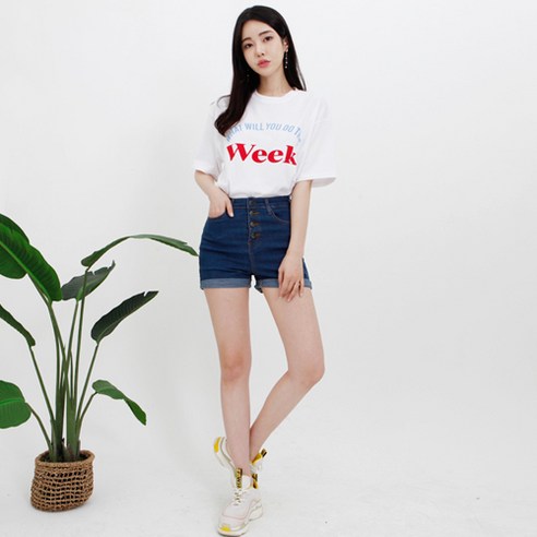 가비진 여성용 반하이 스판 청 반바지 362