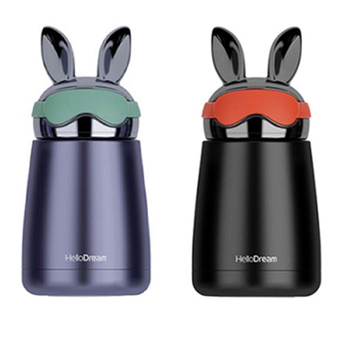 푸코 T24 래빗 파일럿 보온병 300ml x 2p 세트, 블루, 블랙