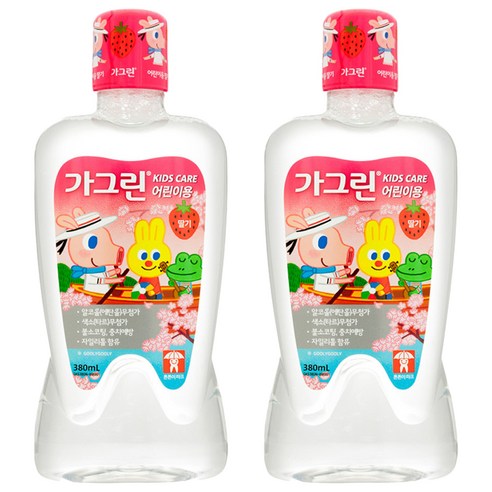 가그린 어린이용 구강세정제 딸기향 이미지 랜덤발송, 380ml, 2개
