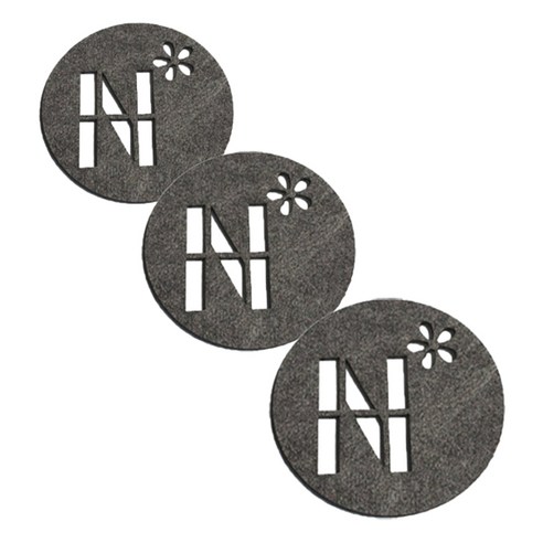 레이저 커팅 펠트컵받침 이니셜 N 3개, 다크그레이